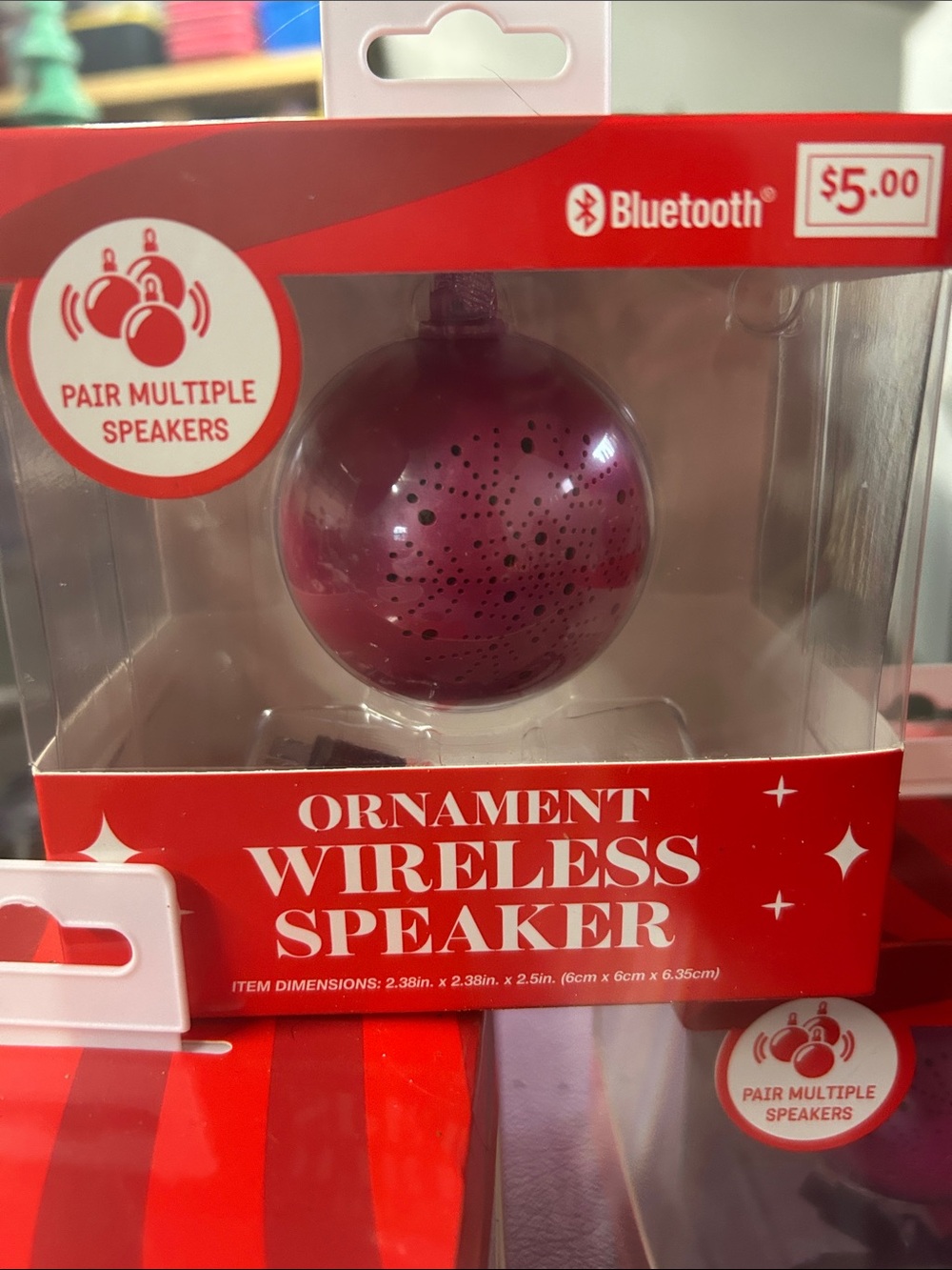Set of 5 Ornament Wireless Bluetooth Speaker - Purple/silver